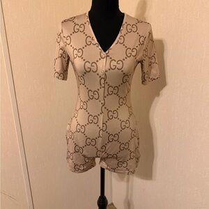 Elegant Beige Monogram Jumpsuit